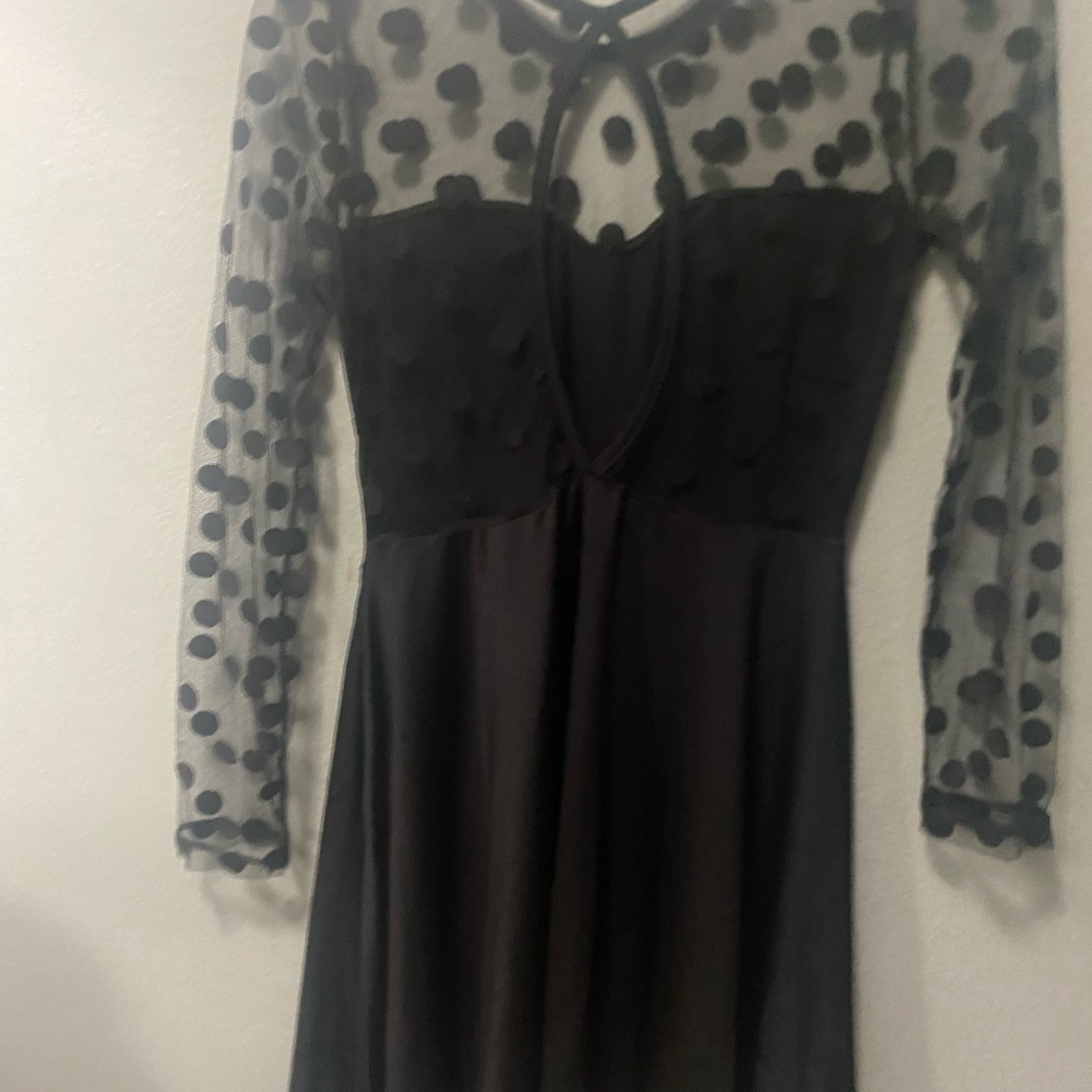 Women's circles Mesh Sheer Long Sleeve GothicCocktail Skater Party Short Dress
